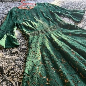 MissMay Vintage Style Green Lace Dress